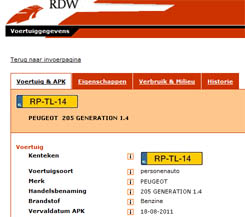 RDW-voertuiginformatie